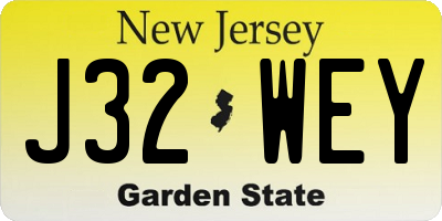 NJ license plate J32WEY