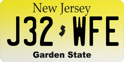 NJ license plate J32WFE