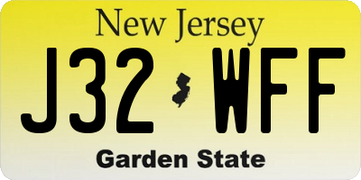 NJ license plate J32WFF