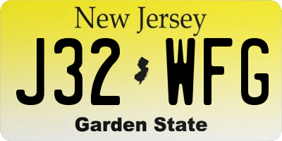 NJ license plate J32WFG