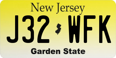 NJ license plate J32WFK