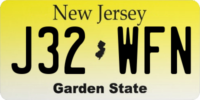NJ license plate J32WFN
