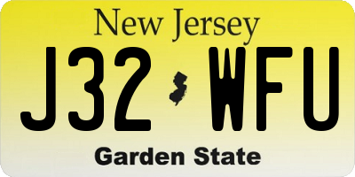 NJ license plate J32WFU