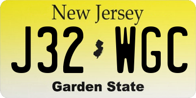 NJ license plate J32WGC