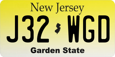NJ license plate J32WGD