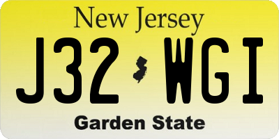 NJ license plate J32WGI