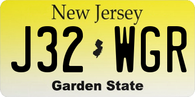 NJ license plate J32WGR