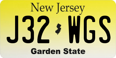 NJ license plate J32WGS
