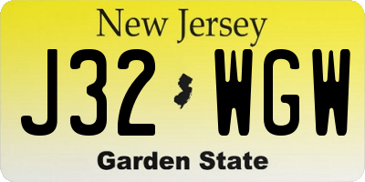 NJ license plate J32WGW