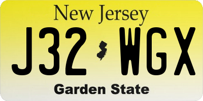 NJ license plate J32WGX