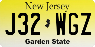 NJ license plate J32WGZ