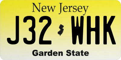 NJ license plate J32WHK