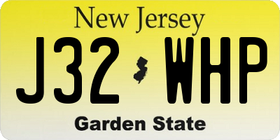 NJ license plate J32WHP