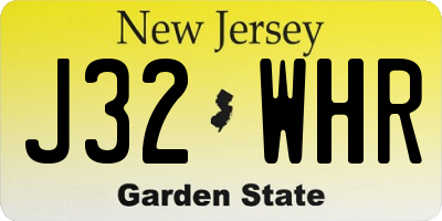 NJ license plate J32WHR