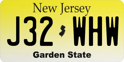NJ license plate J32WHW