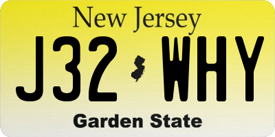 NJ license plate J32WHY