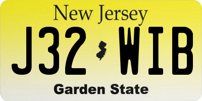NJ license plate J32WIB
