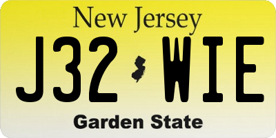 NJ license plate J32WIE