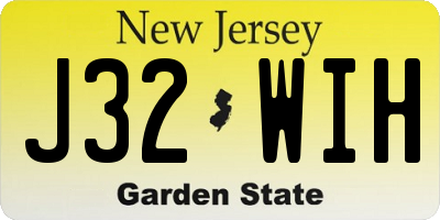 NJ license plate J32WIH