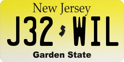 NJ license plate J32WIL