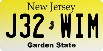 NJ license plate J32WIM