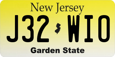NJ license plate J32WIO