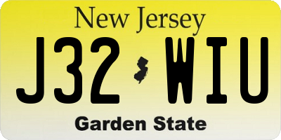 NJ license plate J32WIU
