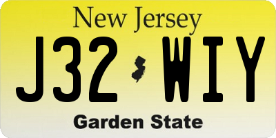 NJ license plate J32WIY