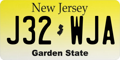 NJ license plate J32WJA