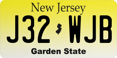 NJ license plate J32WJB