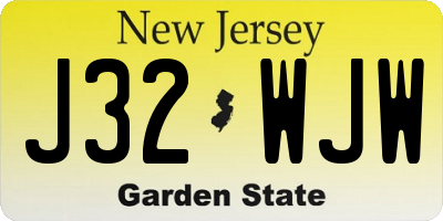 NJ license plate J32WJW