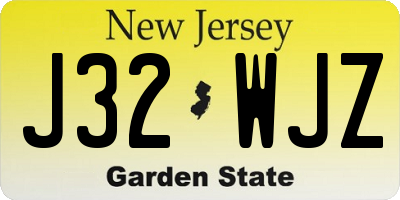 NJ license plate J32WJZ