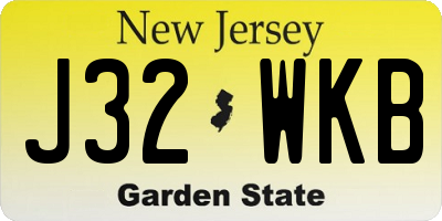 NJ license plate J32WKB