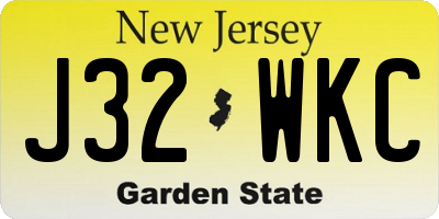 NJ license plate J32WKC
