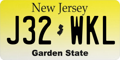 NJ license plate J32WKL