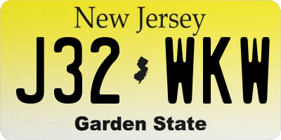 NJ license plate J32WKW