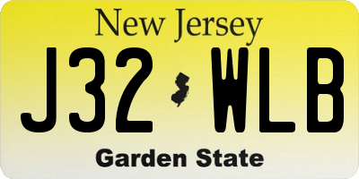NJ license plate J32WLB