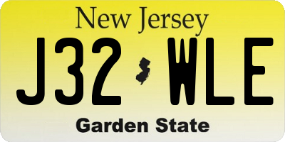 NJ license plate J32WLE