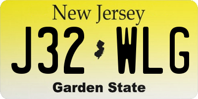 NJ license plate J32WLG