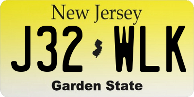 NJ license plate J32WLK