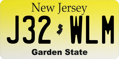 NJ license plate J32WLM