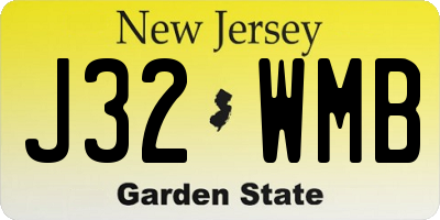 NJ license plate J32WMB
