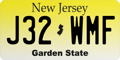NJ license plate J32WMF