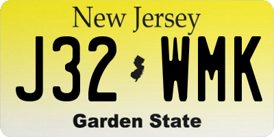 NJ license plate J32WMK