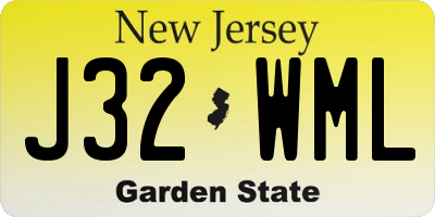 NJ license plate J32WML