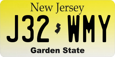 NJ license plate J32WMY