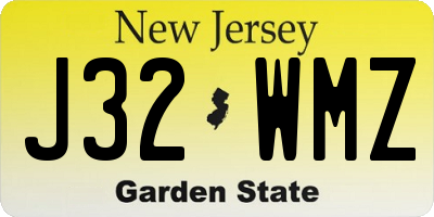 NJ license plate J32WMZ