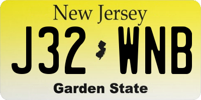 NJ license plate J32WNB