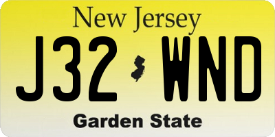 NJ license plate J32WND