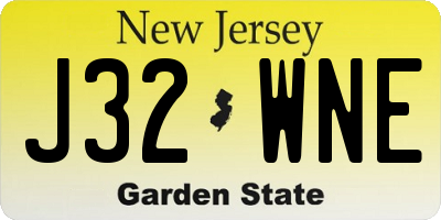 NJ license plate J32WNE